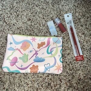 Kaja fig smoothie juicy glass lip oil & elf cream glide lip liner cinnamatic